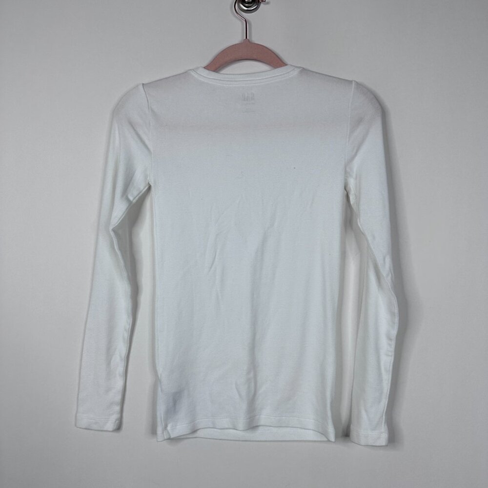 2/$30 GAP Long Sleeve Modern Crew Neck T-Shirt Fresh White XXS #A1145 - Picture 9 of 13